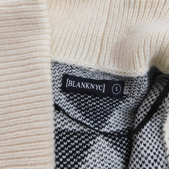 BLANK NYC Aztec Print Longline Cardigan Sweater Ivory Black Knit Tribal Small - Picture 11 of 14